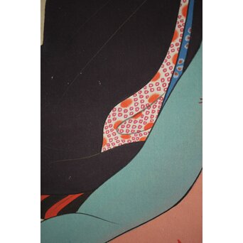 無銘 美人画 絹本彩色掛軸　Z231 