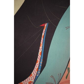 無銘 美人画 絹本彩色掛軸　Z231 