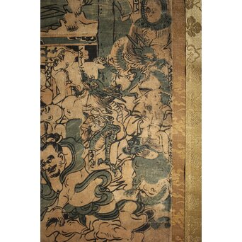 仏画木版画 涅槃図 掛軸　Z232 