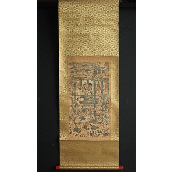 仏画木版画 涅槃図 掛軸　Z232 