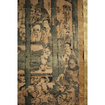 仏画木版画 涅槃図 掛軸　Z232 