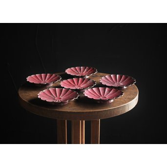 菊型七宝菓子皿 6枚　Y027