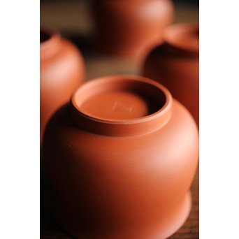 山田常山 朱泥常滑煎茶碗 5客　P201 