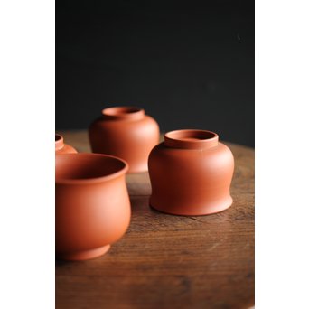 山田常山 朱泥常滑煎茶碗 5客　P201 