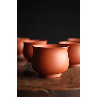 山田常山 朱泥常滑煎茶碗 5客　P201 