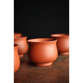 山田常山 朱泥常滑煎茶碗 5客　P201 