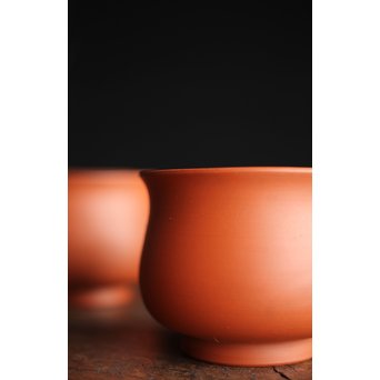 山田常山 朱泥常滑煎茶碗 5客　P201 