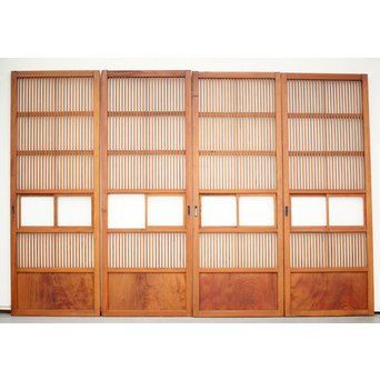 窓付 背面ガラスの細身格子戸 4枚1組　L1037Y