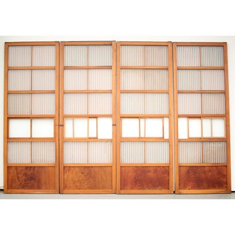 窓付 背面ガラスの細身格子戸 4枚1組　L1037Y 