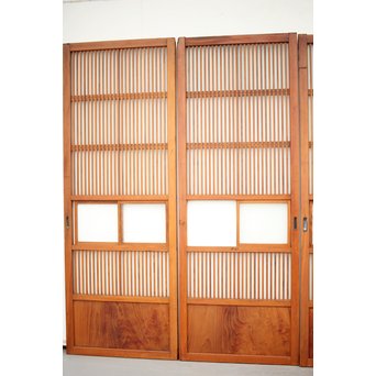 窓付 背面ガラスの細身格子戸 4枚1組　L1037Y 