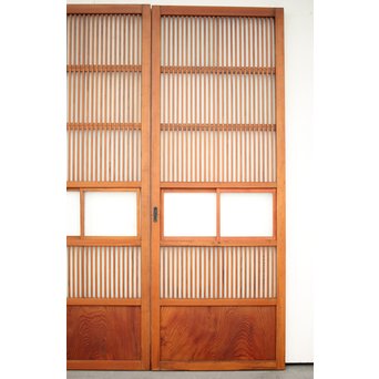 窓付 背面ガラスの細身格子戸 4枚1組　L1037Y 