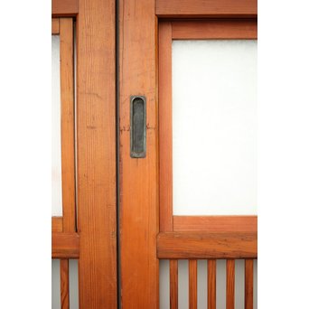 窓付 背面ガラスの細身格子戸 4枚1組　L1037Y 