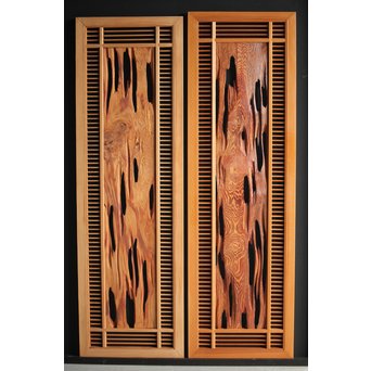 自然木と筬の欄間 2枚1組　R0042 