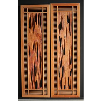 自然木と筬の欄間 2枚1組　R0042