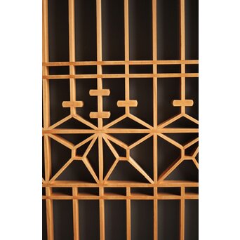 白木 ガラス入桐組子書院 2枚1組　R0043 