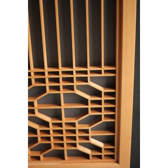 白木 ガラス入桐組子書院 2枚1組　R0043 