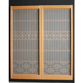 白木 ガラス入桐組子書院 2枚1組　R0043 