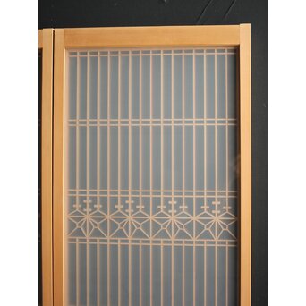 白木 ガラス入桐組子書院 2枚1組　R0043 