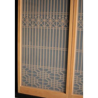 白木 ガラス入桐組子書院 2枚1組　R0043 