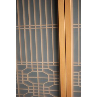 白木 ガラス入桐組子書院 2枚1組　R0043 