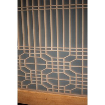 白木 ガラス入桐組子書院 2枚1組　R0043 