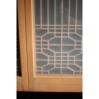 白木 ガラス入桐組子書院 2枚1組　R0043 