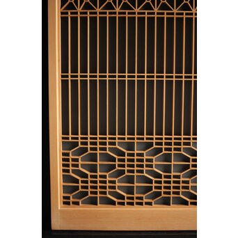 白木 ガラス入桐組子書院 2枚1組　R0043 