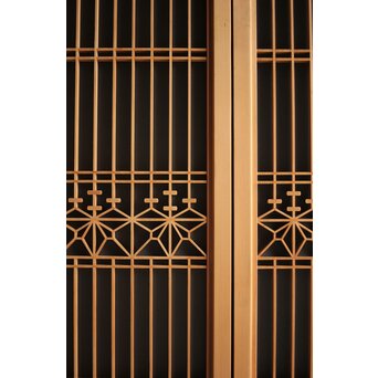 白木 ガラス入桐組子書院 2枚1組　R0043 