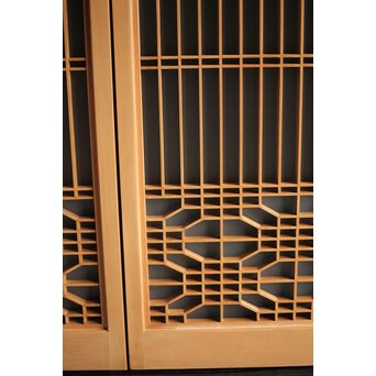 白木 ガラス入桐組子書院 2枚1組　R0043 