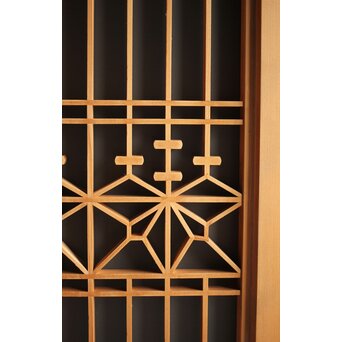 白木 ガラス入桐組子書院 2枚1組　R0043 