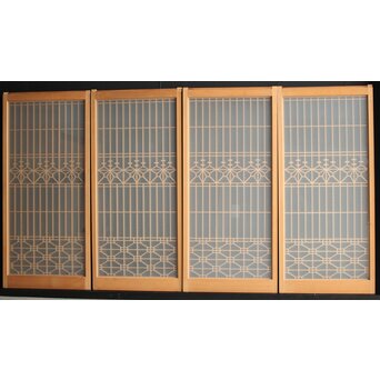 白木 両面ガラス入桐組子書院 4枚1組　R0044 