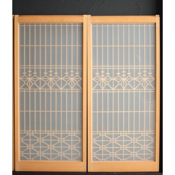 白木 両面ガラス入桐組子書院 4枚1組　R0044 