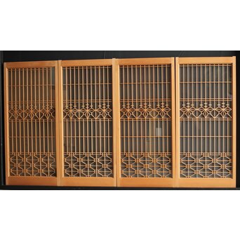 白木 両面ガラス入桐組子書院 4枚1組　R0044