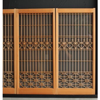 白木 両面ガラス入桐組子書院 4枚1組　R0044 