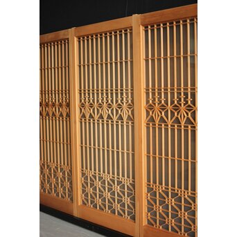 白木 両面ガラス入桐組子書院 4枚1組　R0044 