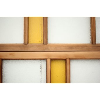 ダイアと黄色ガラスの欄間/明り取りS 2枚1組　R0045 