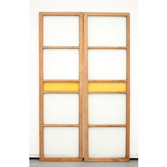 ダイアと黄色ガラスの欄間/明り取りM 2枚1組　R0046YD 