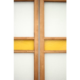 ダイアと黄色ガラスの欄間/明り取りM 2枚1組　R0046YD 