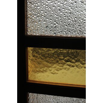 ダイアと黄色ガラスの欄間/明り取りL　R0047 レトロな石目ガラス