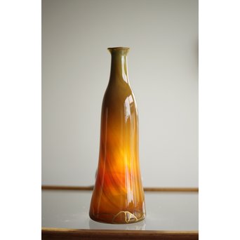 練上手黄金色江戸ガラス徳利と盃　Y028 