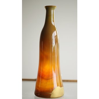 練上手黄金色江戸ガラス徳利と盃　Y028 