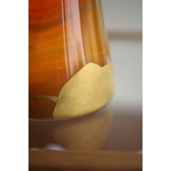 練上手黄金色江戸ガラス徳利と盃　Y028 