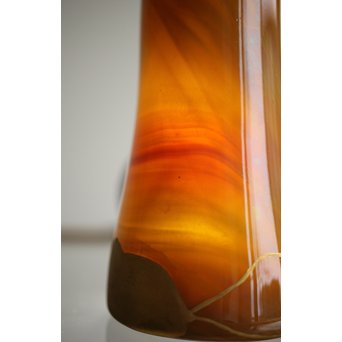 練上手黄金色江戸ガラス徳利と盃　Y028 