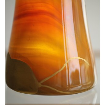 練上手黄金色江戸ガラス徳利と盃　Y028 