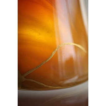 練上手黄金色江戸ガラス徳利と盃　Y028 