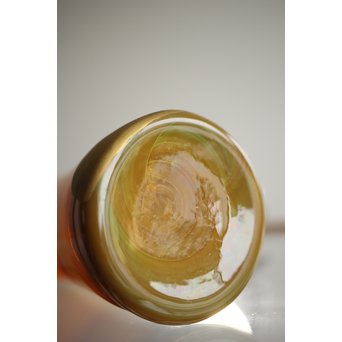 練上手黄金色江戸ガラス徳利と盃　Y028 