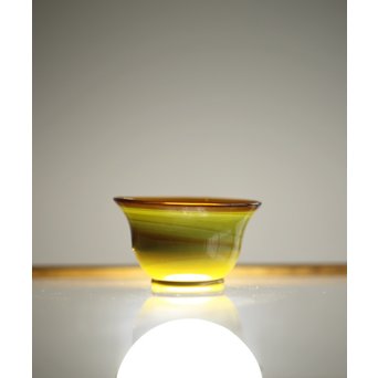 練上手黄金色江戸ガラス徳利と盃　Y028 