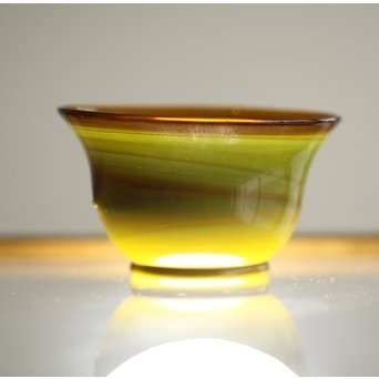 練上手黄金色江戸ガラス徳利と盃　Y028 