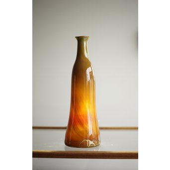 練上手黄金色江戸ガラス徳利と盃　Y028 