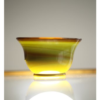 練上手黄金色江戸ガラス徳利と盃　Y028 